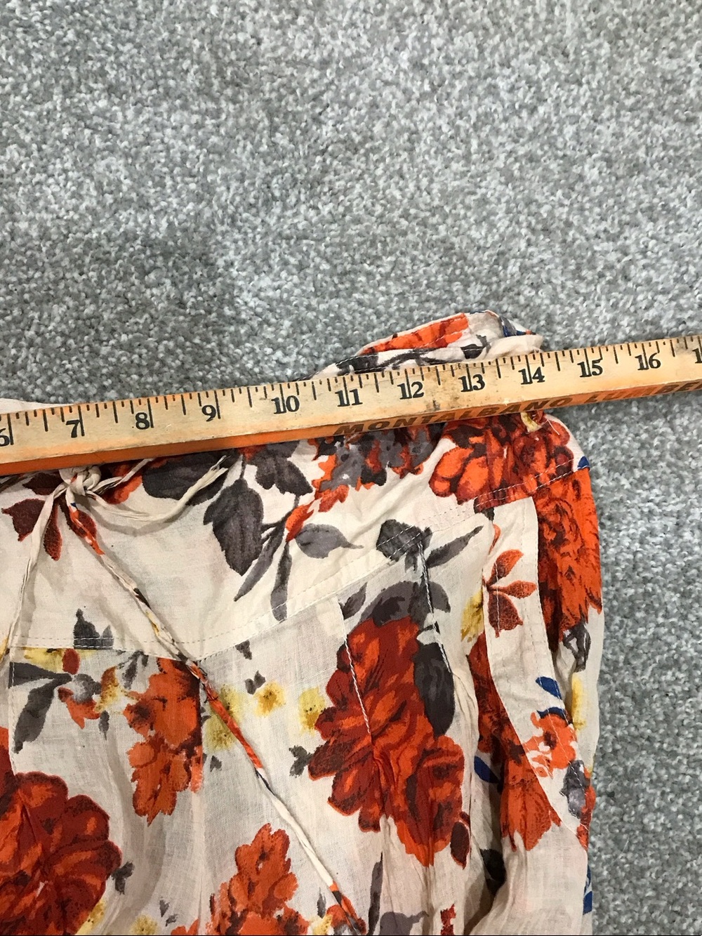 Mango Beige Wide-Leg Paperbag Pants with Orange Floral Motif - Picture 6 of 9